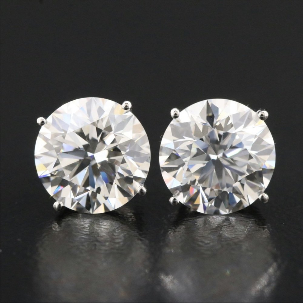 14K White Gold 3.73 CTW Diamond Stud Earrings